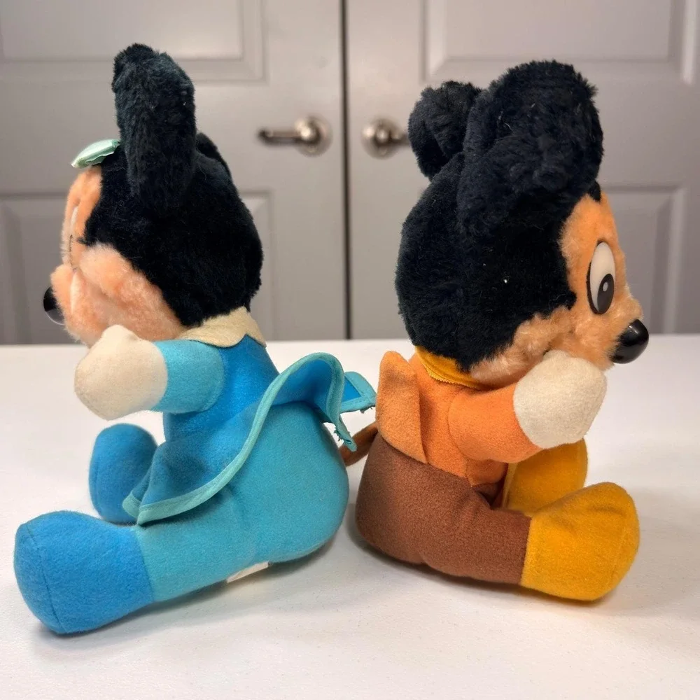1983 Vintage Disney Mickey & Minnie Mouse Christmas Carol Plush Set Korea Rare
